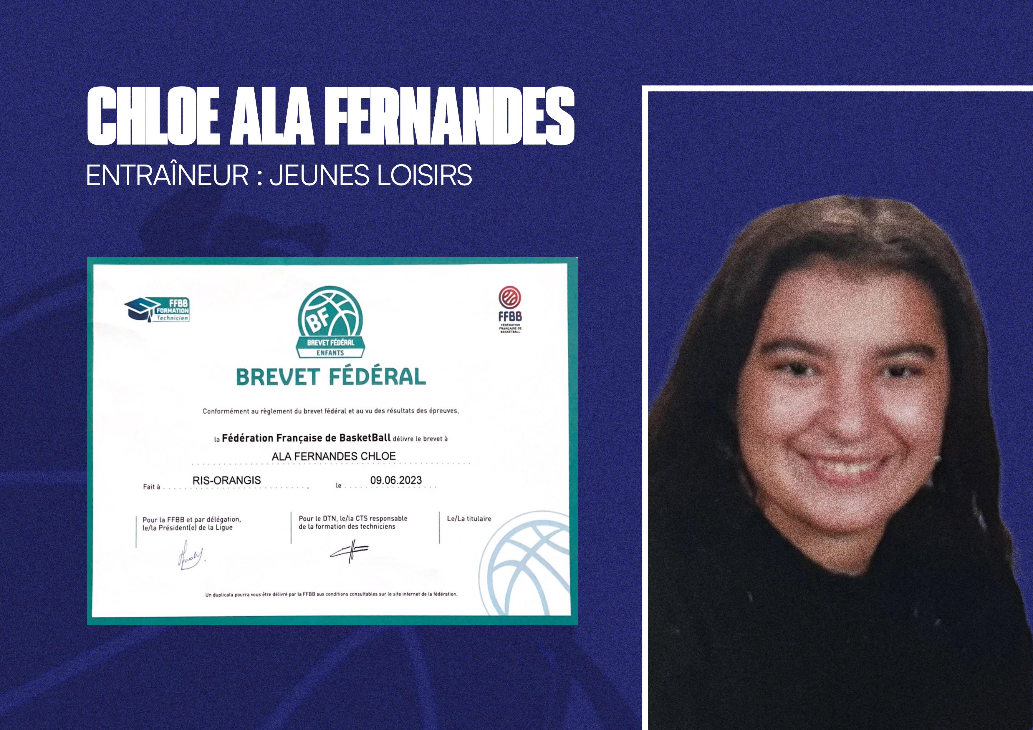 Diplômes – Chloé Ala Fernandes – CAL Basket