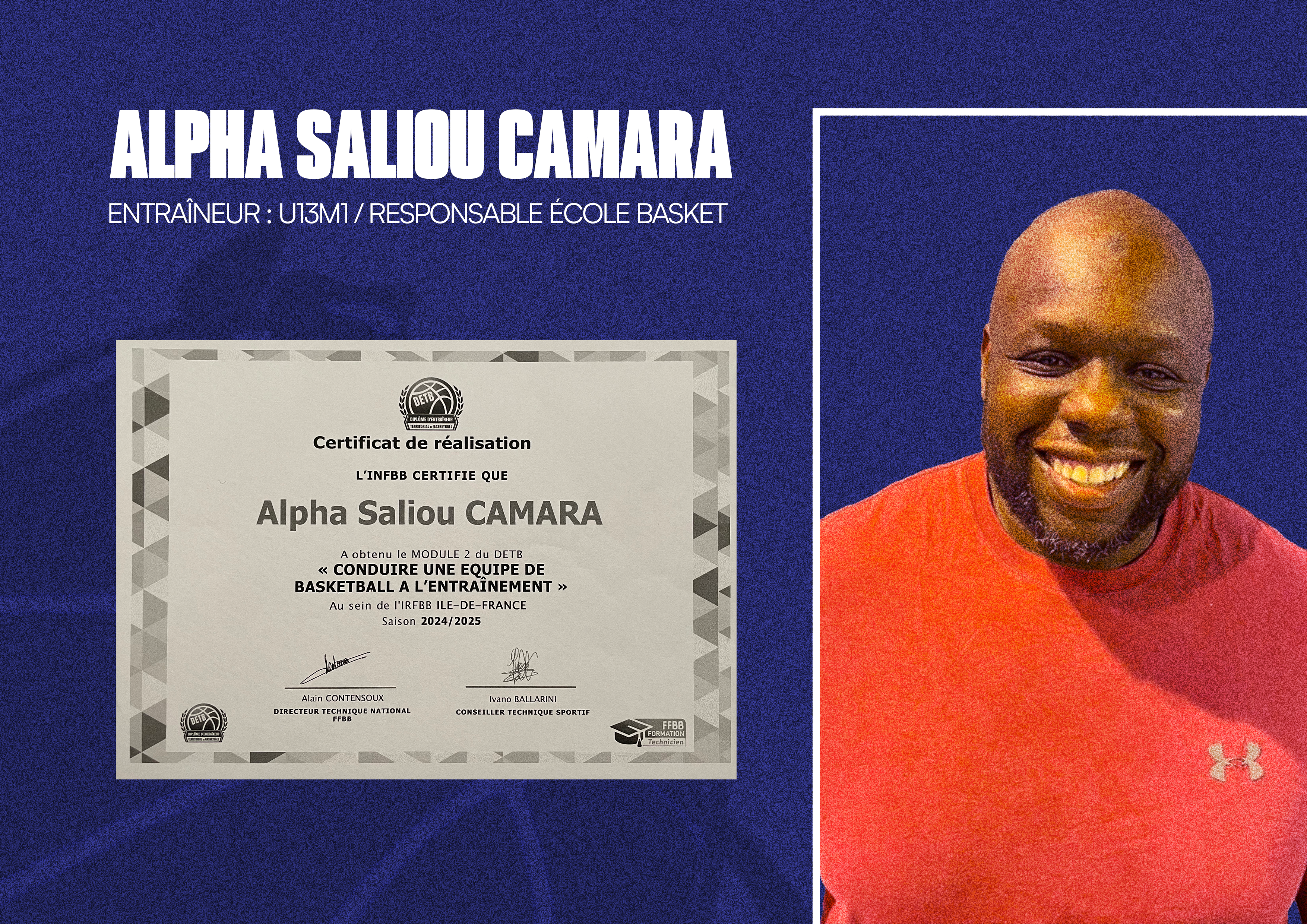 Diplômes – Alpha Saliou Camara – CAL Basket