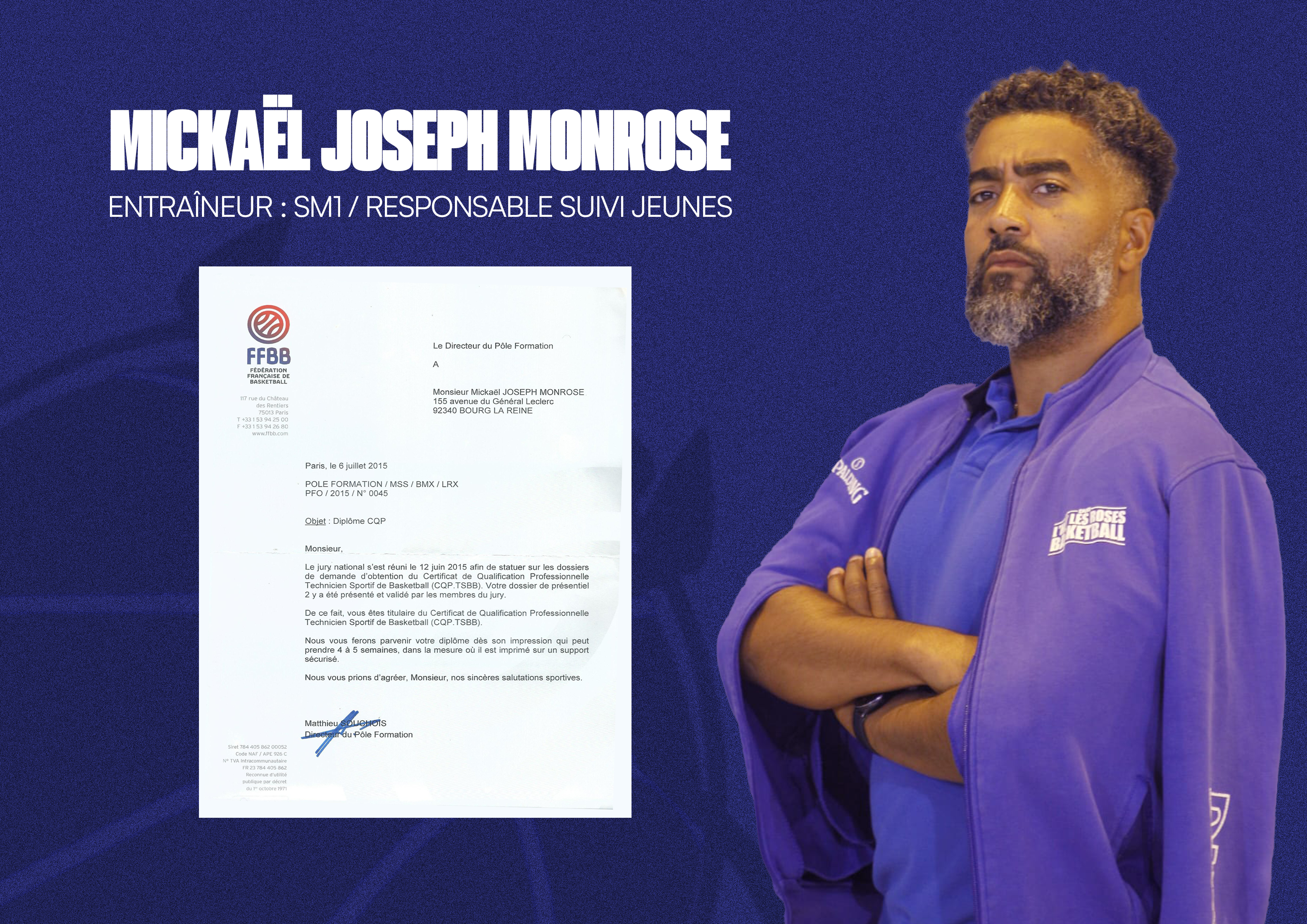 Diplômes – Mickaël Joseph Monrose – CAL Basket