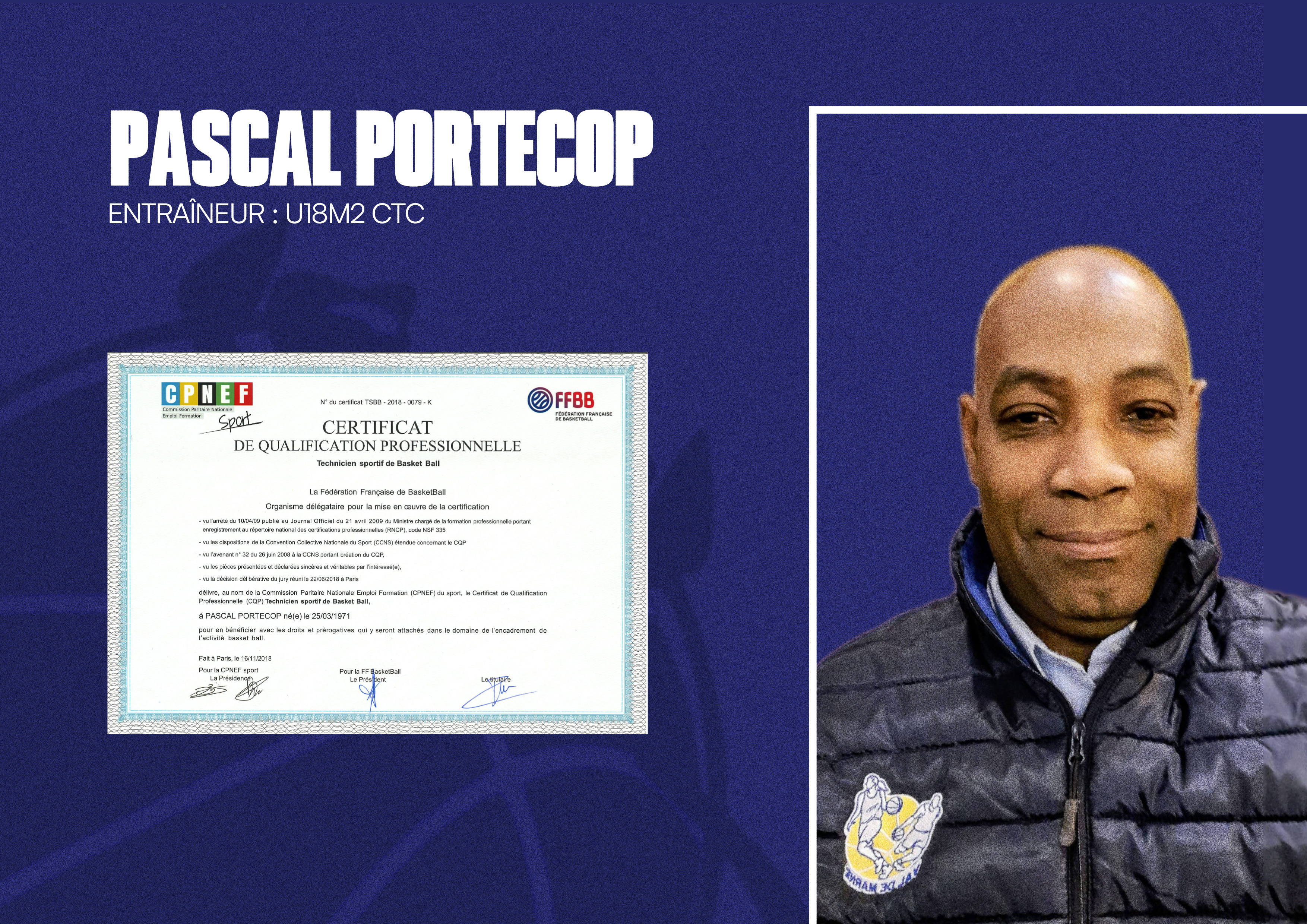 Diplômes – Pascal Portecop – CAL Basket